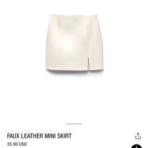 Cream Zara Min Faux Leather Skirt